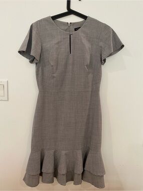 Banana Republic Gray Ruffle-Hem Sheath Dress